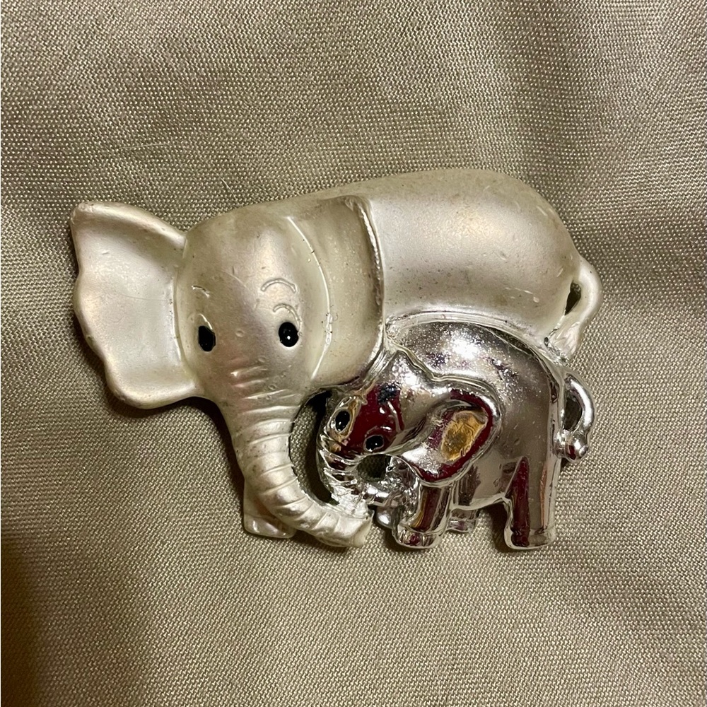 Silver and Matte Elephant Brooch